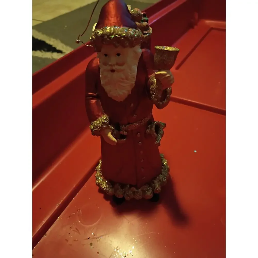 St Nick Glass Christmas Ornament 8 Inches Tall